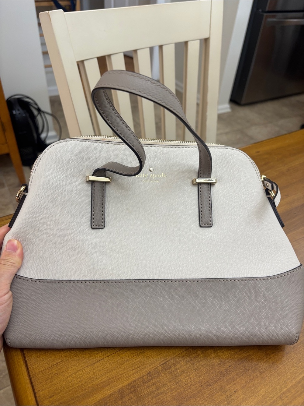 kate spade Two-Tone Dome Satchel - White & Taupe